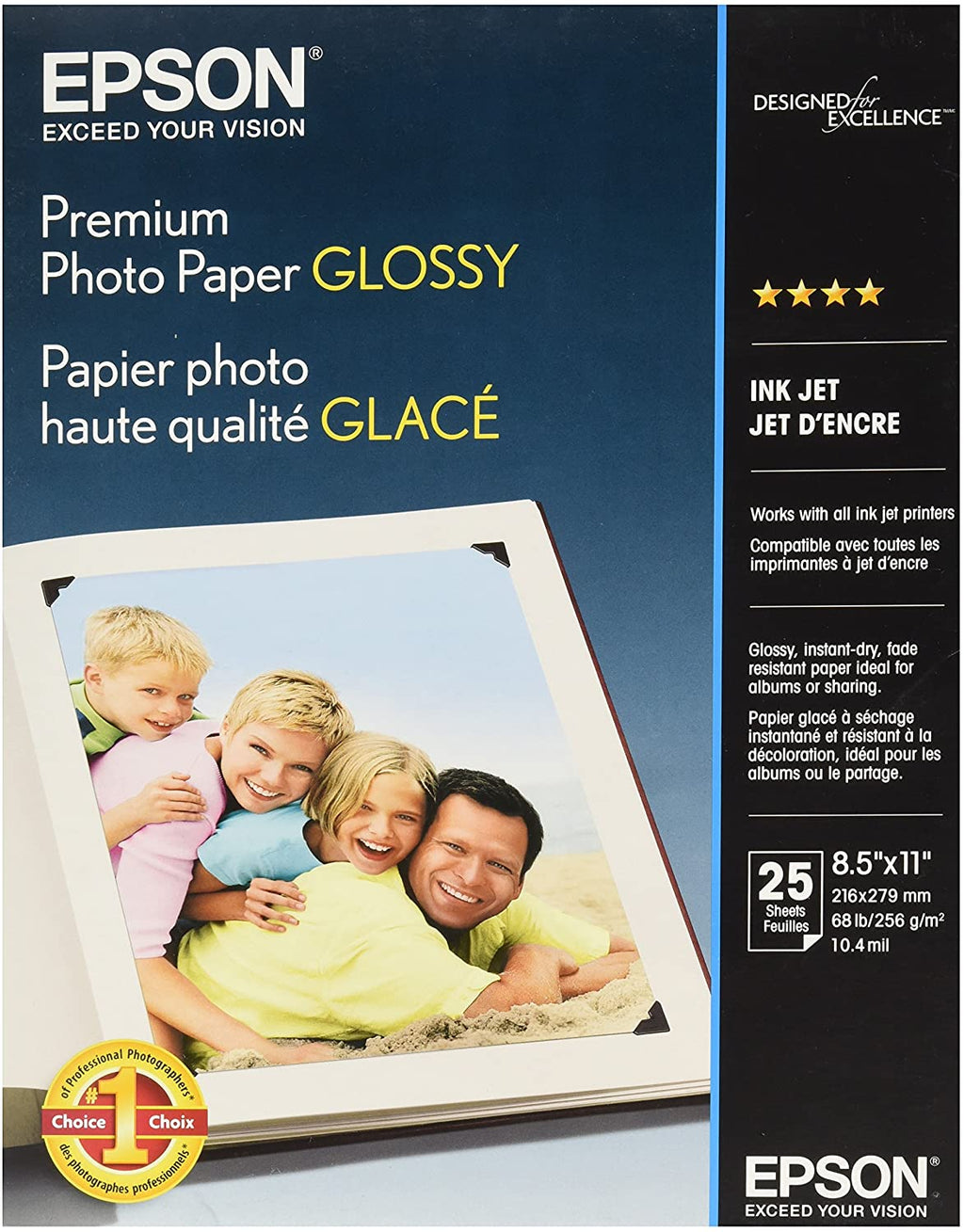 Papier Photo Haute Qualité Glacé 8.5x11po (25 Feuilles)