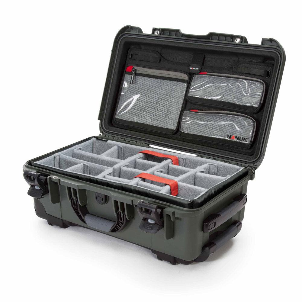 Valise Rigide à roulettes Nanuk 935 avec Séparateurs rembourrés et Organisateur de couvercle (Olive)