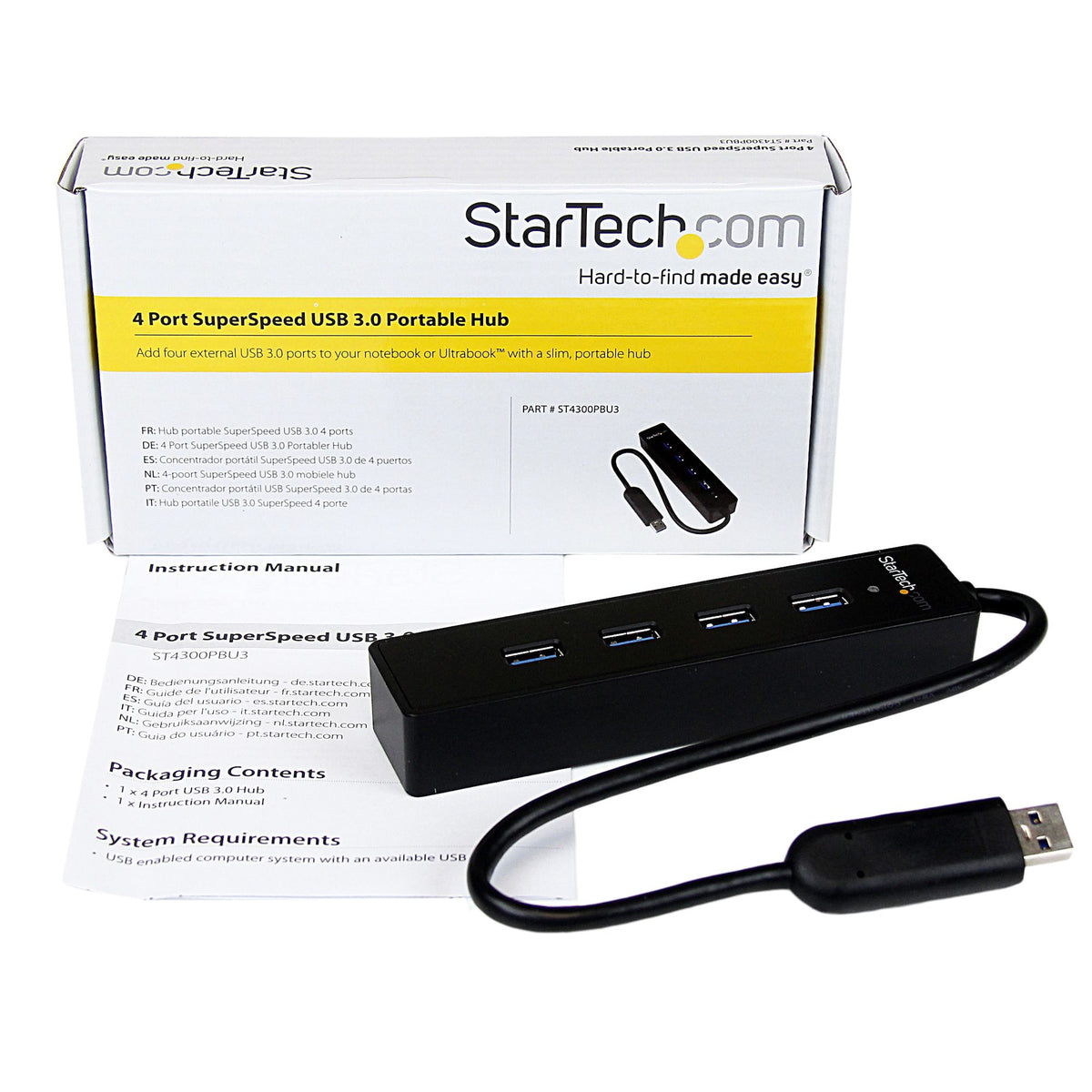 Module Hub portable à 4 ports USB 3.0 avec câble intégré