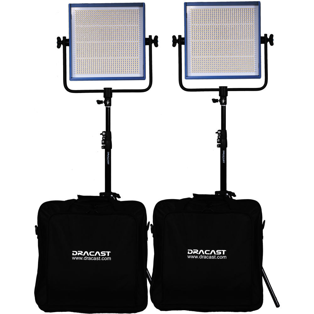 Dracast LED1000 Plus Ensemble de 2 Lumières Bicolores LED avec Monture V/Gold pour Pile et Trépieds (3200K - 5600K)