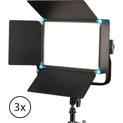Cinebrite 1200 Ensemble 3 Lumières Bicolore LED à Monture V pour pile