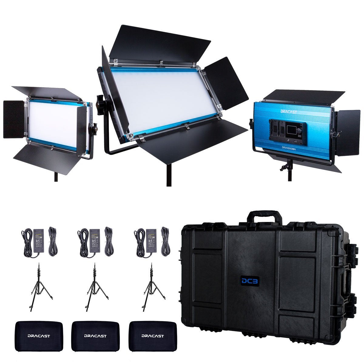 Dracast LED1000 X Series Bi-Color LED 3-Light Kit with Travel Case