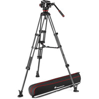 504X Fluid Video Head with Carbon Fiber Tripod, Mid-Level Spreader