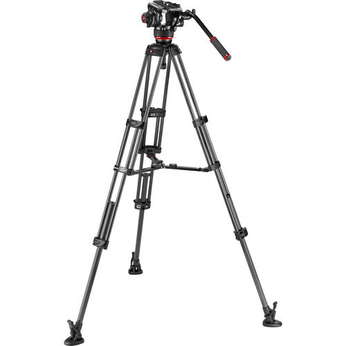 504X Fluid Video Head with Carbon Fiber Tripod, Mid-Level Spreader