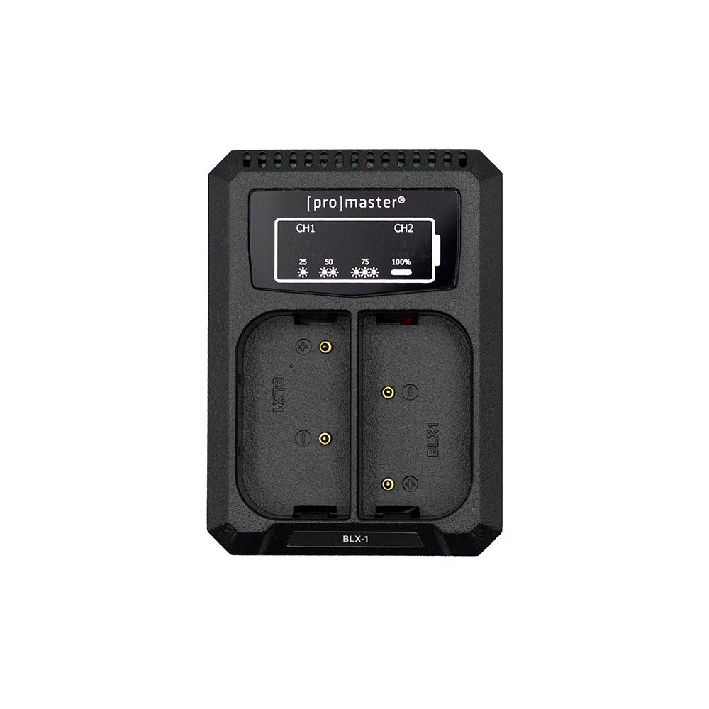 Chargeur double USB pour pour OM SYSTEM BLX-1
