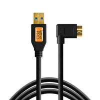 TetherPro USB 3.0 to Micro-B Right Angle 15ft Cable (Black)