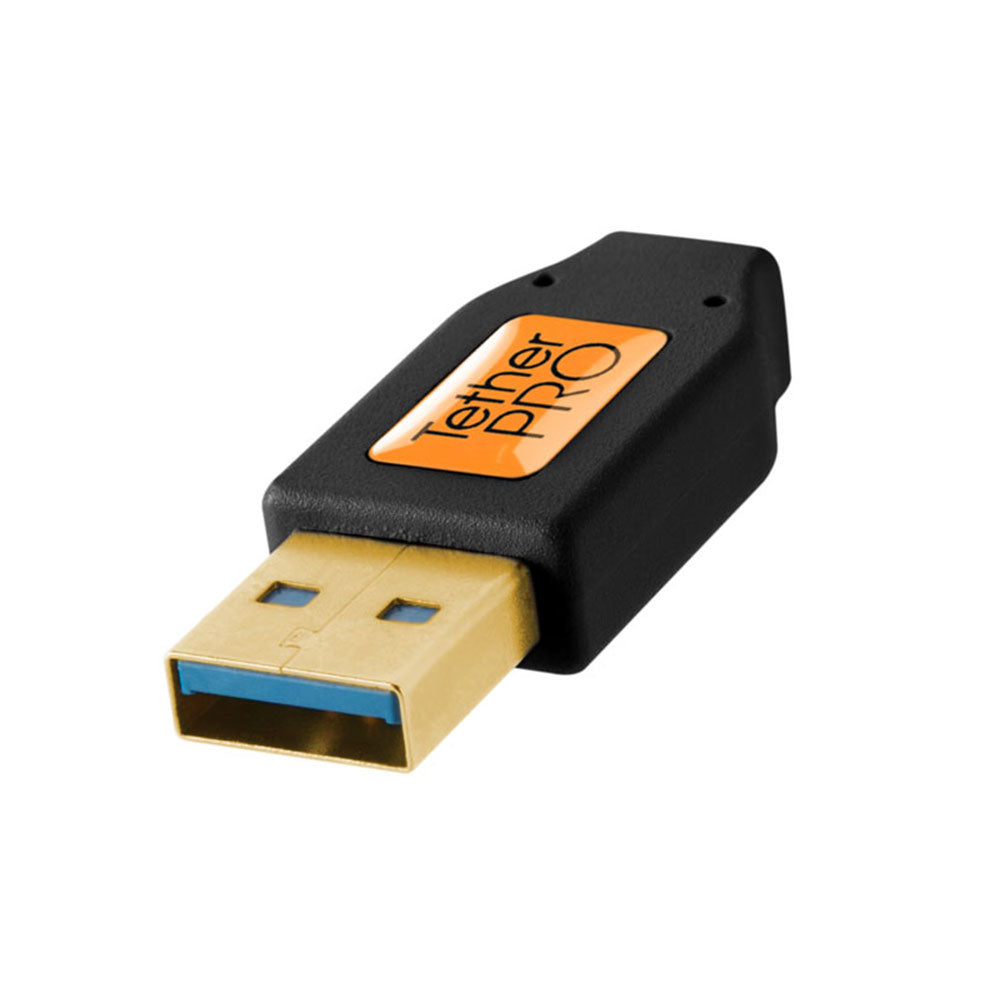 TetherPro USB 3.0 to Micro-B Right Angle 15ft Cable (Black)