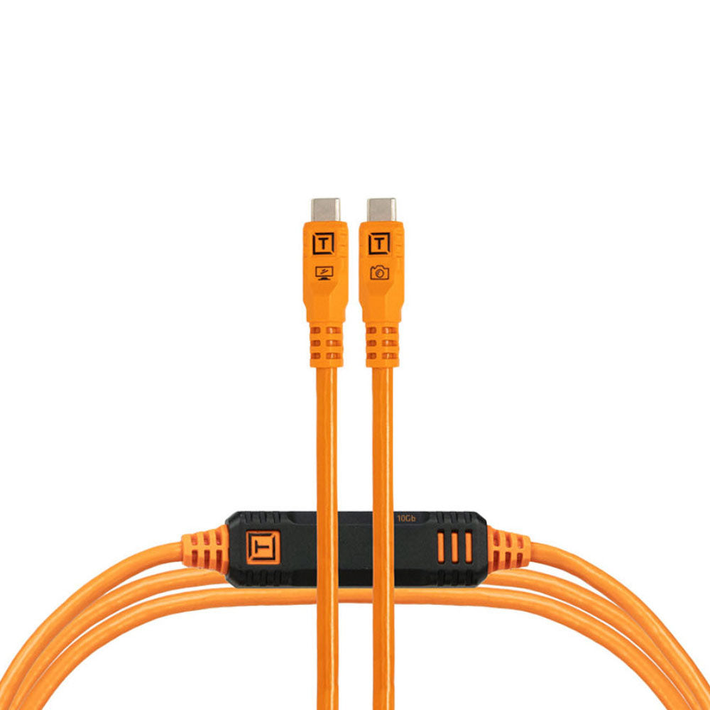 TetherPro Optima Cable 10G USB-C Straight to Straight Orange 15'