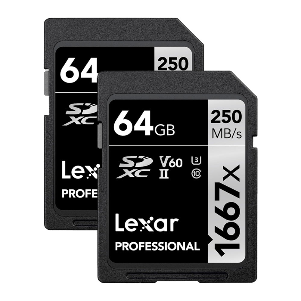 Professional V60 UHS-II SDXC Memory Card 64GB(2 Pack)