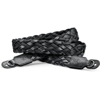 Flat Braided Rayon and Leather Carrying Strap (Black)