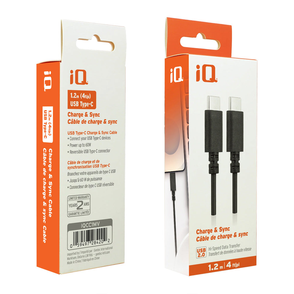 Charge & Sync USB Type-C to Type-C Cable 1.2m/4ft (Black)