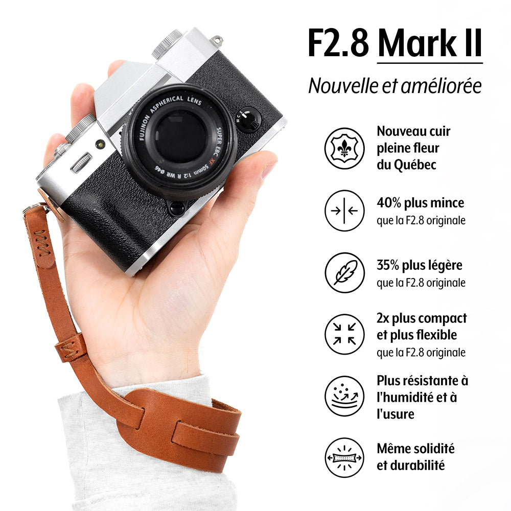F2.8 Mark II Wrist Camera Strap with Pad (Brown Leather)