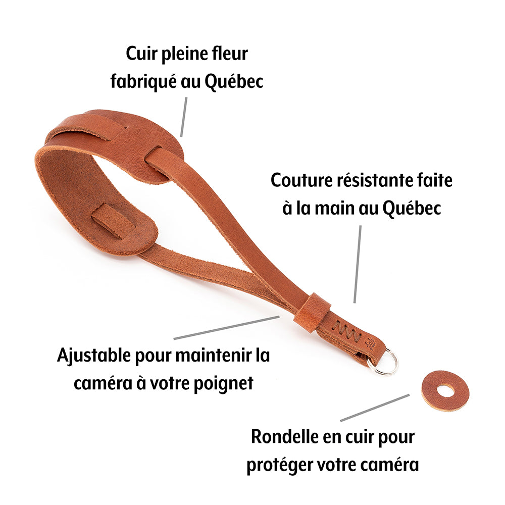 F2.8 Mark II Wrist Camera Strap with Pad (Brown Leather)