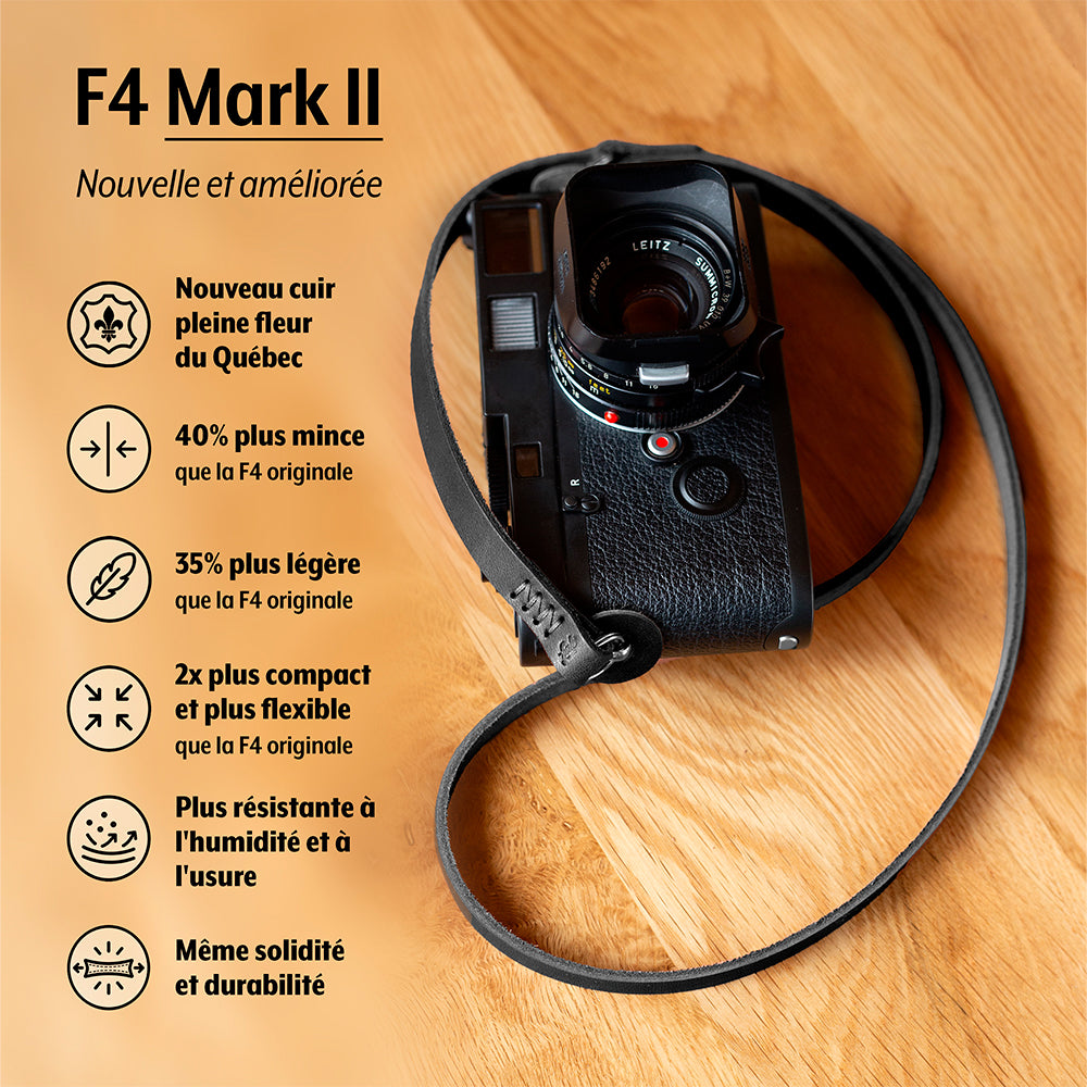F4 Mark II Leather Camera Strap 28'' (X-S/Black)