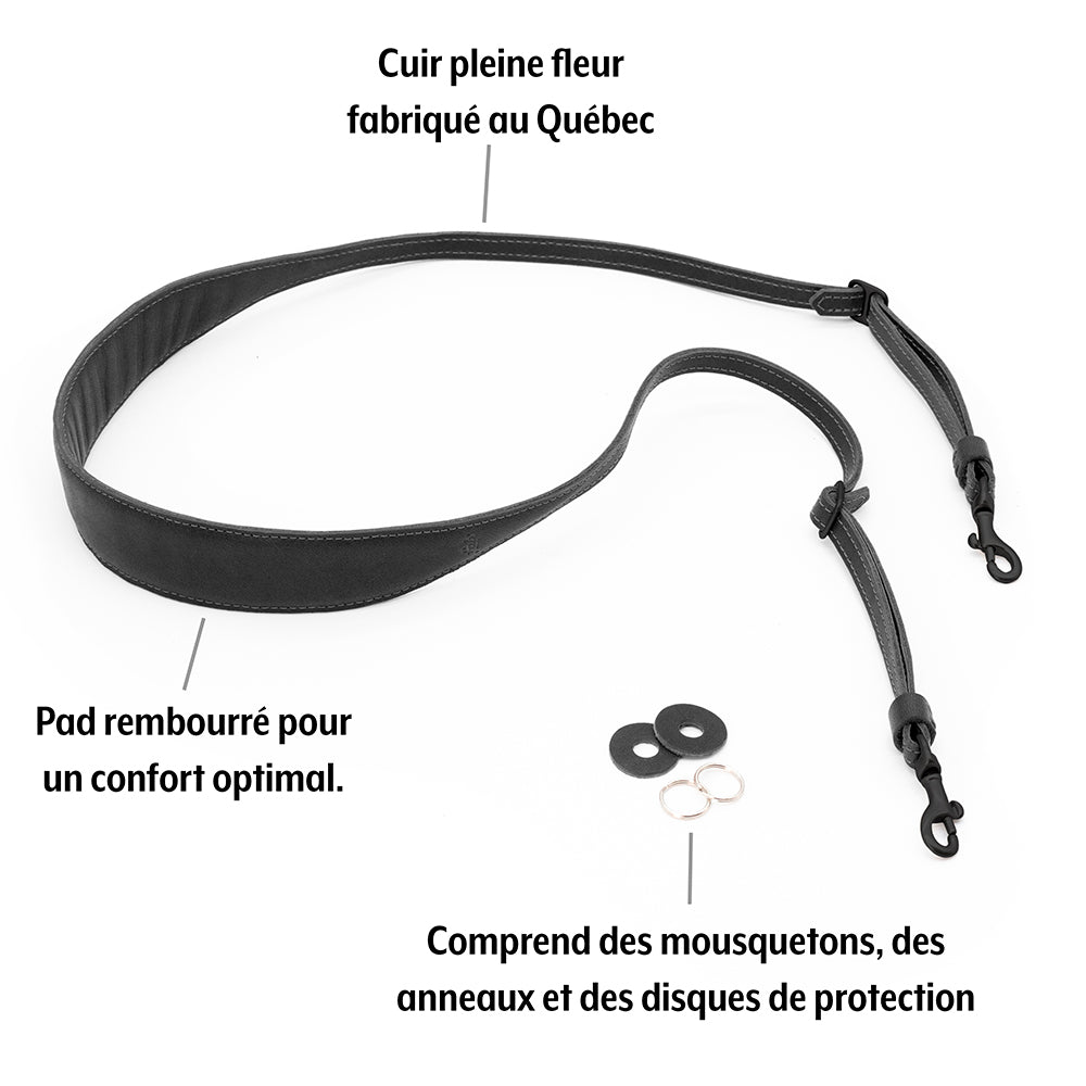 F11 Mark II Adjustable Leather Camera Strap 39'' to 55'' (Black)