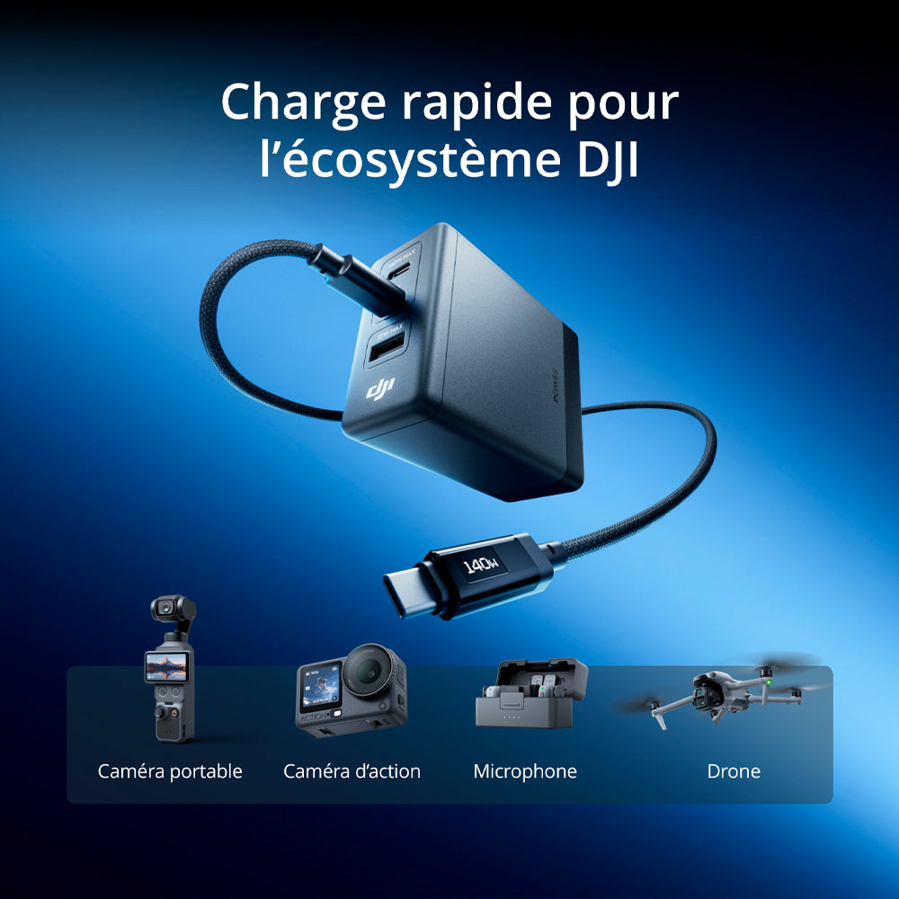 Power 140W GaN Charger with Power 7A USB-C Digital Display Cable 1m