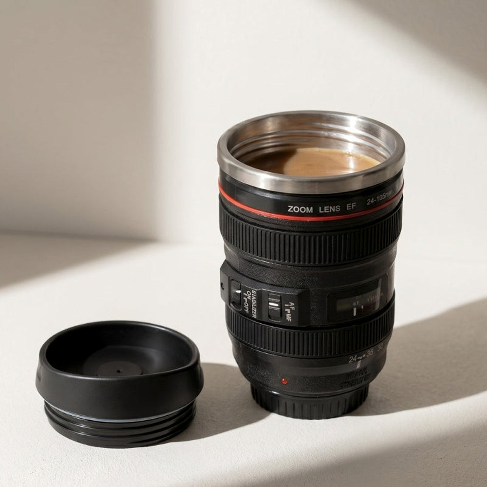 Camera Lens Mug with Stainless Steel Liner