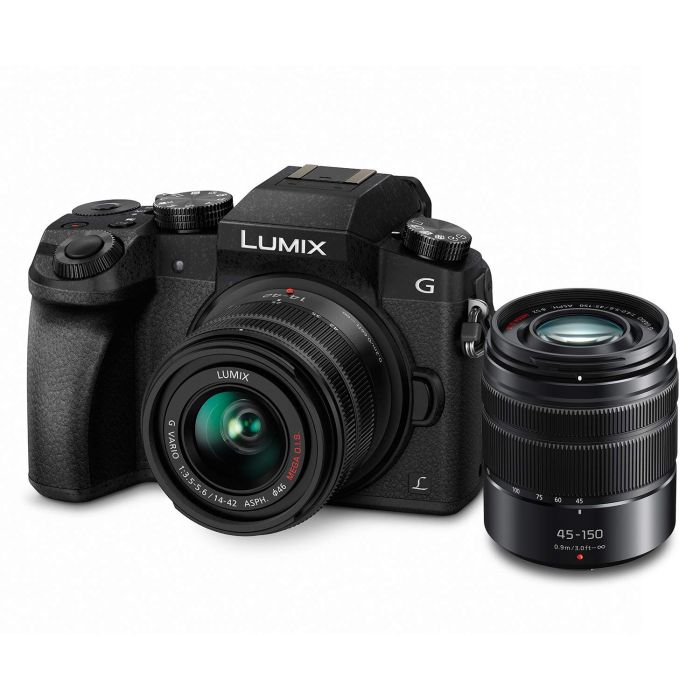 Lumix DMC-G7 with G Vario 14-42mm f/3.5-5.6 II and 45-150mm f/4-5.6 Lenses  (Black)